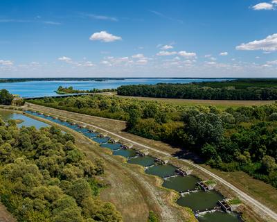 This is a human made river part in Kiskore Hungary.-stock-photo