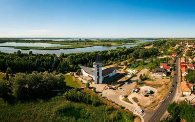 Turistical eco center of lake Tisza in Poroszlo city Hungary.-stock-photo