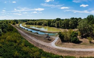 This is a human made river part in Kiskore Hungary.-stock-photo