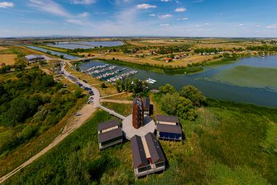 lookoutt tower on Tisza lake Hungary. Next to Kiskore town. Built in 2021.-stock-photo