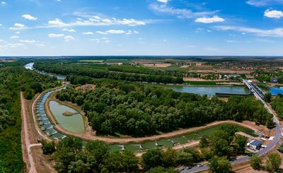 This is a human made river part in Kiskore Hungary.-stock-photo