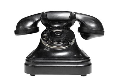 Old vintage telephone on white background-stock-foto