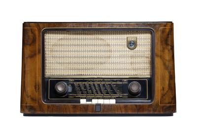 vintage radio isolated on the white background-stock-foto