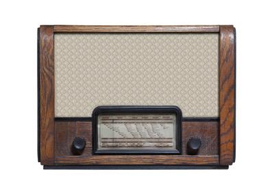 vintage radio isolated on the white background-stock-foto