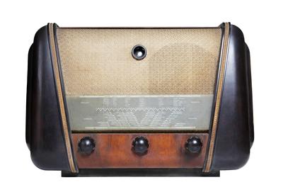 vintage radio isolated on the white background-stock-foto