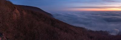 Foggy sunset on the mountain.-stock-photo