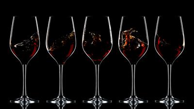 Red wine in glasses-stock-photo