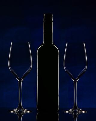 Red wine bottle and glasses-stock-photo