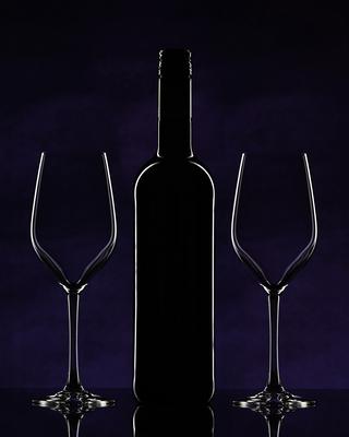 Red wine bottle and glasses-stock-photo
