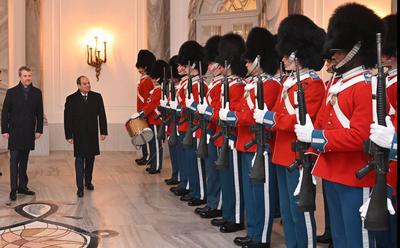 The King of Denmark, the Prime Minister, and the Speaker of the Danish Parliament hold an official reception ceremony for Egyptian President Abdel Fattah El-Sisi-stock-photo