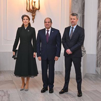 The King of Denmark, the Prime Minister, and the Speaker of the Danish Parliament hold an official reception ceremony for Egyptian President Abdel Fattah El-Sisi-stock-photo