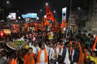 INDIA-PROTEST-to stop the atrocities against Bangladesh's Hindu minority community-stock-photo