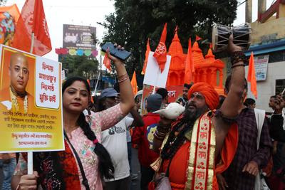 INDIA-PROTEST-to stop the atrocities against Bangladesh's Hindu minority community-stock-photo