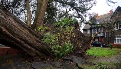 Storm Darragh hits Somerset, Burnham on Sea, UK - 7 Dec 2024-stock-photo