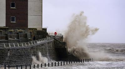 Storm Darragh hits Somerset, Weston Super Mare, UK - 7 Dec 2024-stock-photo