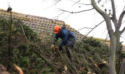 Storm Darragh hits Somerset, Burnham on Sea, UK - 7 Dec 2024-stock-photo