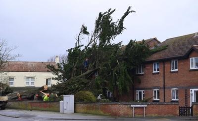 Storm Darragh hits Somerset, Burnham on Sea, UK - 7 Dec 2024-stock-photo