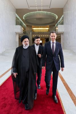 Iranian President Ebrahim Raisi meets with Syria's President Bashar al-Assad in Damascus-stock-photo