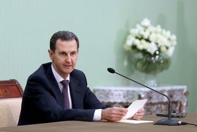 Iranian President Ebrahim Raisi meets with Syria's President Bashar al-Assad in Damascus-stock-photo