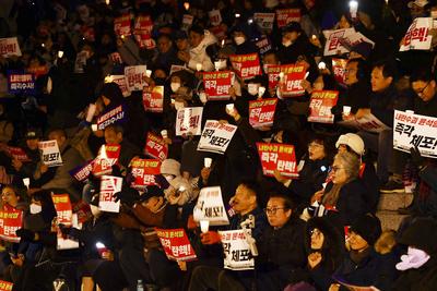 Protest against President Yoon Suk Yeol in South Korea-stock-photo