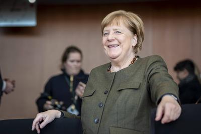 Angela Merkel im Unterausschuss-stock-foto