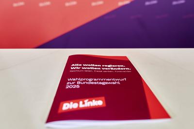Vorstellung Wahlprogramm Die Linke zur Bundestagswahl 2025-stock-foto