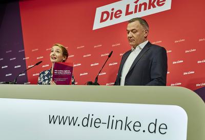 Vorstellung Wahlprogramm Die Linke zur Bundestagswahl 2025-stock-foto