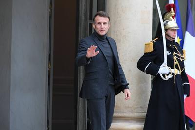 Emmanuel Macron recoit, Umaro Sissoco Embalo, le president de la Guinee Bissau-stock-foto