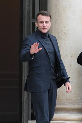 Emmanuel Macron recoit, Umaro Sissoco Embalo, le president de la Guinee Bissau-stock-foto