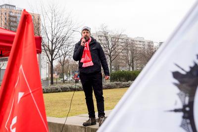Stefan Ehly, Erster Bevollm?chtigter der IG Metall Dresden und Riesa. Dresden.Autoindusdrie.VW-Krise.Vierst?ndiger Warns-stock-foto