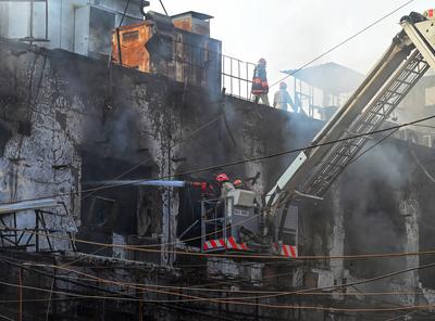 Massive Fire Breaks Out At Rajouri Garden Restaurant In Delhi; 10 Fire Engines At Spot-stock-photo