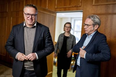 Th?ringer Brombeerparteien treffen Die Linke-stock-photo