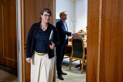Th?ringer Brombeerparteien treffen Die Linke-stock-photo