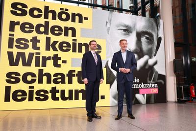 Berlin - Pressetermin bei der Kampagnenpr?sentation der Freien Demokraten zur Bundestagswahl 2025-stock-foto