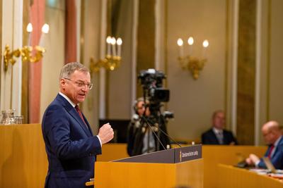 Landhaus Linz, Landtagssitzung-stock-foto