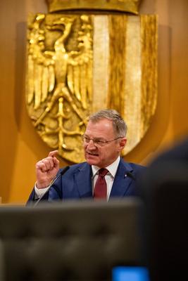 Landhaus Linz, Landtagssitzung-stock-foto