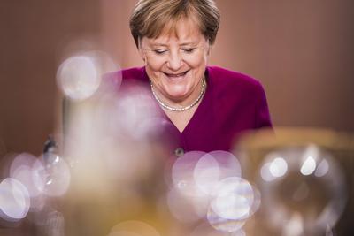 Bundeskanzlerin Angela Merkel, CDU, aufgenommen vor der Kabinettssitzung im Bundeskanzleramt in Berlin, 16.10.2019. Ber-stock-foto