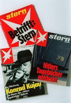 Bildnummer: 56930641  Datum: 13.02.2003  Copyright: imago/teutopressFeature / Symbol: stern 02/03 thg Medien Journalismus Zeitschrift Illustrierte Magazin Heft Titelfoto Titelbild Titelmotiv Titel Aufmacher Story Kn?ller Skandal Aff?re Schwindel F?lschung gef?lschte gef?lscht Hitlertageb?cher Tageb?cher von Adolf Hitler Konrad Kujau F?lscher Schwindler Betr?ger Kunstf?lscher Imageverlust 23.04.1983 Gerd Heidemann Reporter Journalist hoch Feature Symbol x0x xkg 2003 hoch  56930641 Date 13 02 2003 Copyright Imago  Feature symbol Star 02 03 THG Media Journalism Magazine Illustrated Magazine Booklet Cover photo Title picture  Title Highlight Story Highlight Scandal Affair Dizziness Fake fake spoofed Hitler diaries Diaries from Adolf Hitler Konrad Kujau Counterfeiters Swindler Fraudsters Kunstf?lscher  23 04 1983 Gerd Heidemann Reporter Journalist vertical Feature symbol x0x xkg 2003 vertical-stock-photo