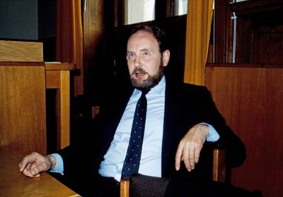 Gerd Heidemann, deutscher Reporter, am letzten Tag des Stern -Prozesses wegen Betruges mit gef?lschten Hitler-Tageb?cher-stock-photo