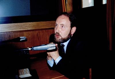 Gerd Heidemann, deutscher Reporter, am letzten Tag des Stern -Prozesses wegen Betruges mit gef?lschten Hitler-Tageb?cher-stock-photo
