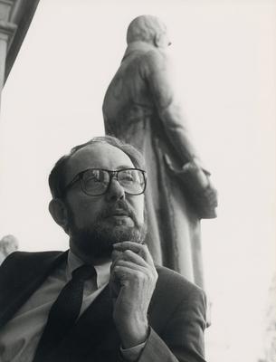 Gerd Heidemann beim Stern -Prozess um die gef?lschten Hitler-Tageb?cher vor dem Landgericht in Hamburg, Deutschland 1985-stock-photo