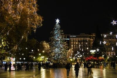 Greece: Athens city is decorated and ready for christmas.-stock-foto