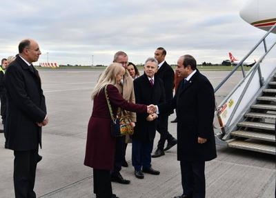 Egyptian President Abdel Fattah el-Sisi arrives in the Irish capital Dublin at the end of his European tour, Ireland-stock-foto