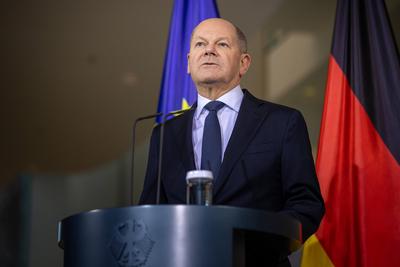 Statement Bundeskanzler Olaf Scholz zum Antrag der Vertrauensfrage-stock-foto