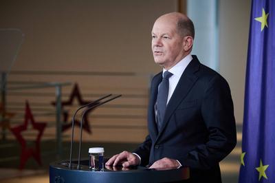 Berlin, Statement Bundeskanzler Olaf Scholz zum Antrag der Vertrauensfrage-stock-foto
