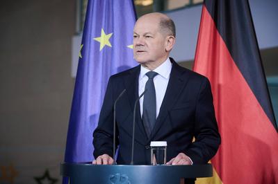 Berlin, Statement Bundeskanzler Olaf Scholz zum Antrag der Vertrauensfrage-stock-foto