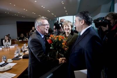 Geburtstag Thomas de Maiziere Gabriel und Merkel DEU Deutschland Germany Berlin 21 01 2015 Thom-stock-photo