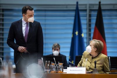 Bilder des Jahres 2021, News 03 M?rz News Themen der Woche KW11 News Bilder des Tages (L-R) Jens Spahn, Bundesminister f-stock-photo