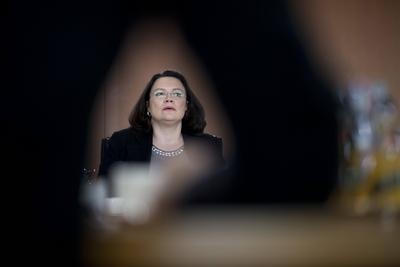 Andrea Nahles, Kabinett DEU, Deutschland, Germany, Berlin, 15.02.2017 Andrea Nahles, Bundesministerin fuer Arbeit und S-stock-foto