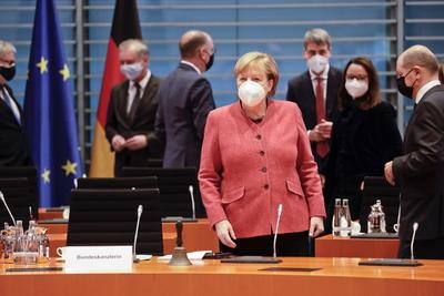 11.11.2020, Berlin, Deutschland - 120. Kabinettsitzung im Bundeskanzleramt. Foto: Bundeskanzlerin Angela Merkel, CDU, z-stock-photo
